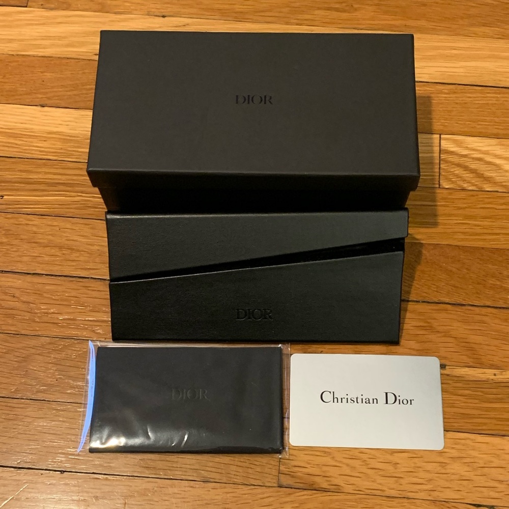 Christian Dior Sunglass case with box, cleaning cloth, and authenticity card